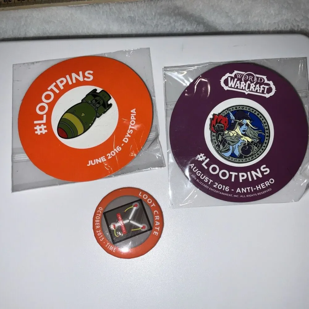 WorldWarcraft & Dystopia Lootpins Crate Exclusive Aug. 2016, June 2016, OCT 2015